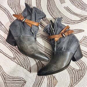 A.S. 98 Womens Leather Blue Aqua Biker Ankle Boots Sz 37